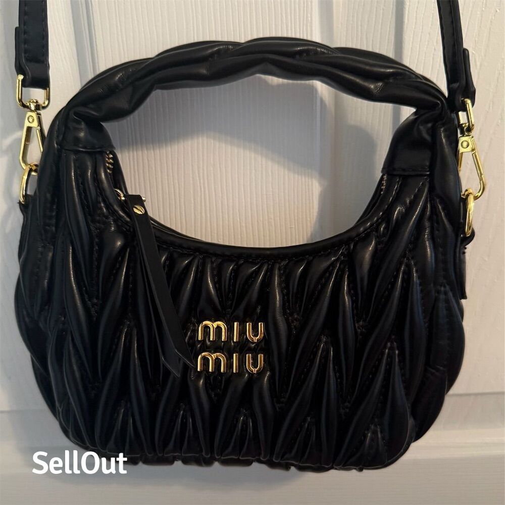 Miu Miu Black Matelassé Hobo Bag